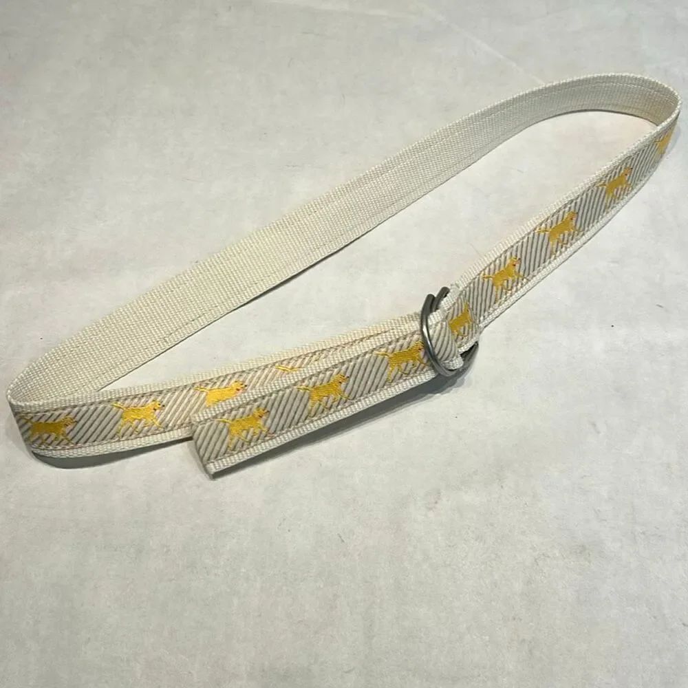 L.L. Bean Yellow Dog Belt Sz S/M 38.5" Labrador Golden Retriever D-Ring Buckle M